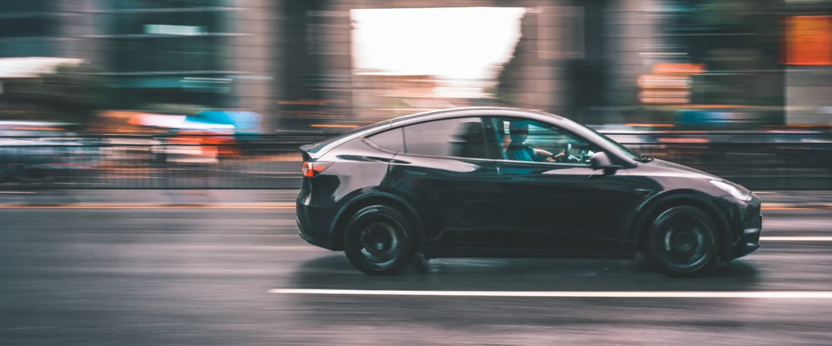 Glossy Black Vinyl Wrap tesla running