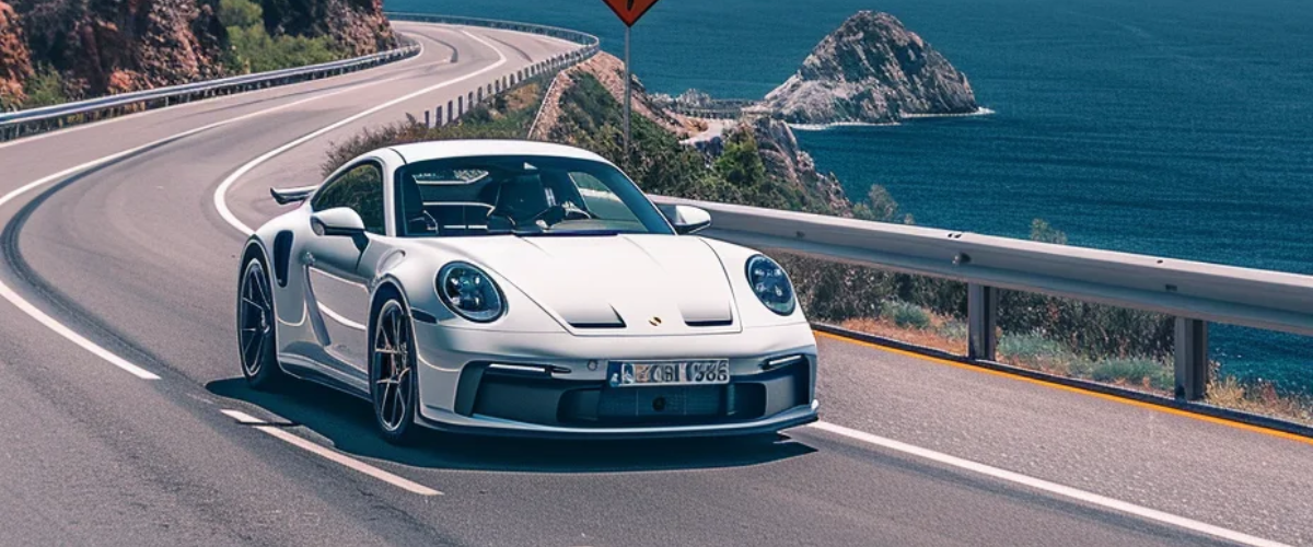 Porsche with White Vinyl Wrap