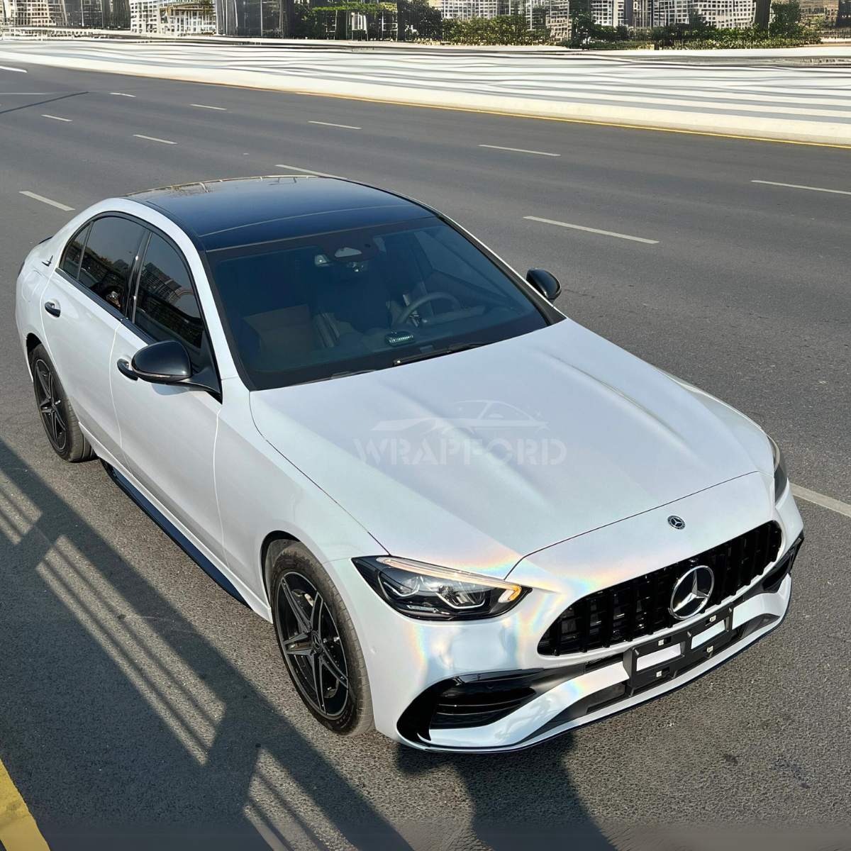 Gloss Metallic Rainbow White Vinyl Wrap