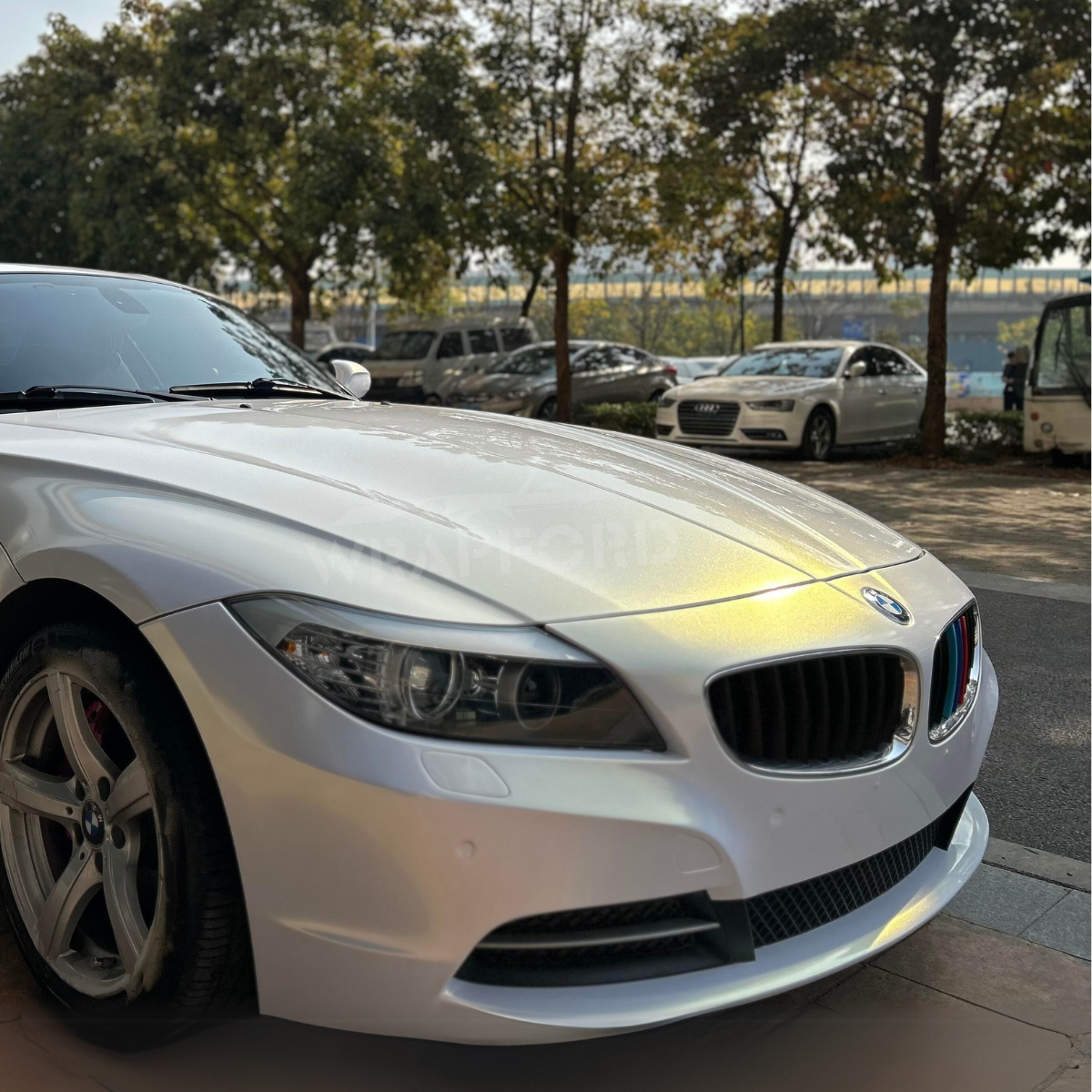 Glitter Chameleon White Gold Vinyl Wrap