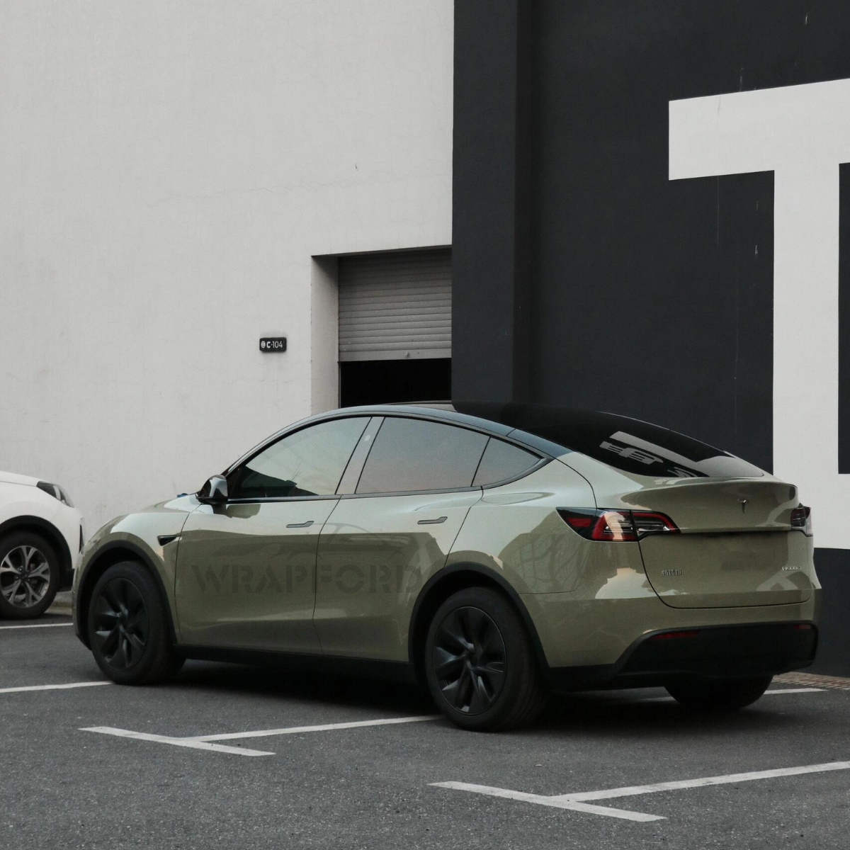 Hochglänzende Vinylfolie in Khakigrau