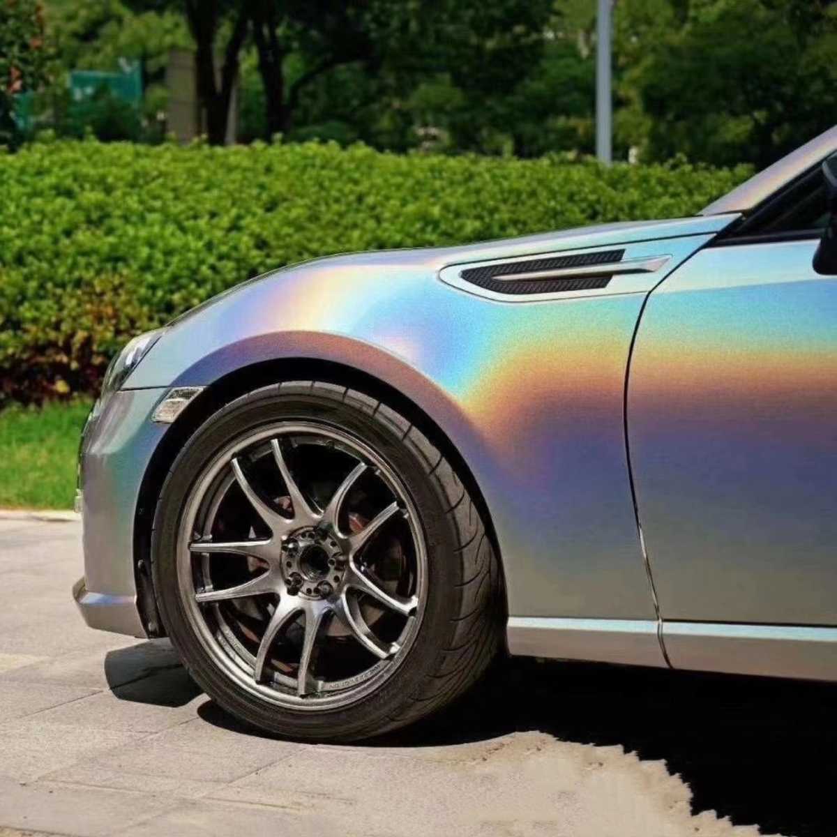 Rainbow Metallic Laser Silver Vinyl Wrap